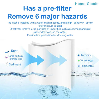 Pre-Filter Water Filter PP Cotton Filter Purifier Removal Heavy Metal Purifier Shower Washing Machine Filter Home Healthproduct