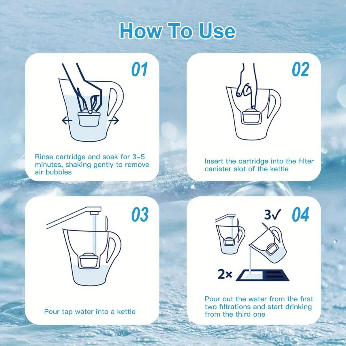 1/3/6 Water Filter Cartridges Replacement for Brita Marella Jug Water Filter, Filter Cartridges Compatible with Brita Maxtra+