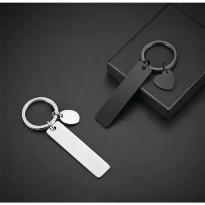 New Style Rectangular Hang Tag Metal Key Ring  Stainless Steel Custom Logo Name Keychain Engraved Laser Advertising Gift