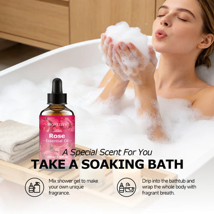 100ml ROSE ESSENTIAL OIL is a Suitable for massage and skincare, deeply nourishes and moisturizes, and improves skin condition.