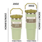20/30oz Vacuum Insulated Tumbler with Lid: Stainless Steel Portable Cup with Dazzling Tote Handle for Hot & Cold Drinks