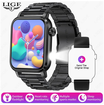 LIGE Smartwatch dla mężczyzn i kobiet Luksusowy Wodoszczelny Zegarek Sportowy z Pełnym Ekranem Dotykowym Smartwatch Fitness dla Xiaomi Huawei Android iOS iPhone