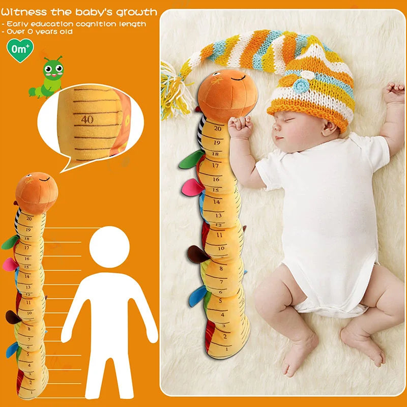 Tummy Time Toys 0-24 Months Baby Musical Stuffed Animal Infant Ruler Design Rattle and Multi-Textures Newborn Toys for Babies