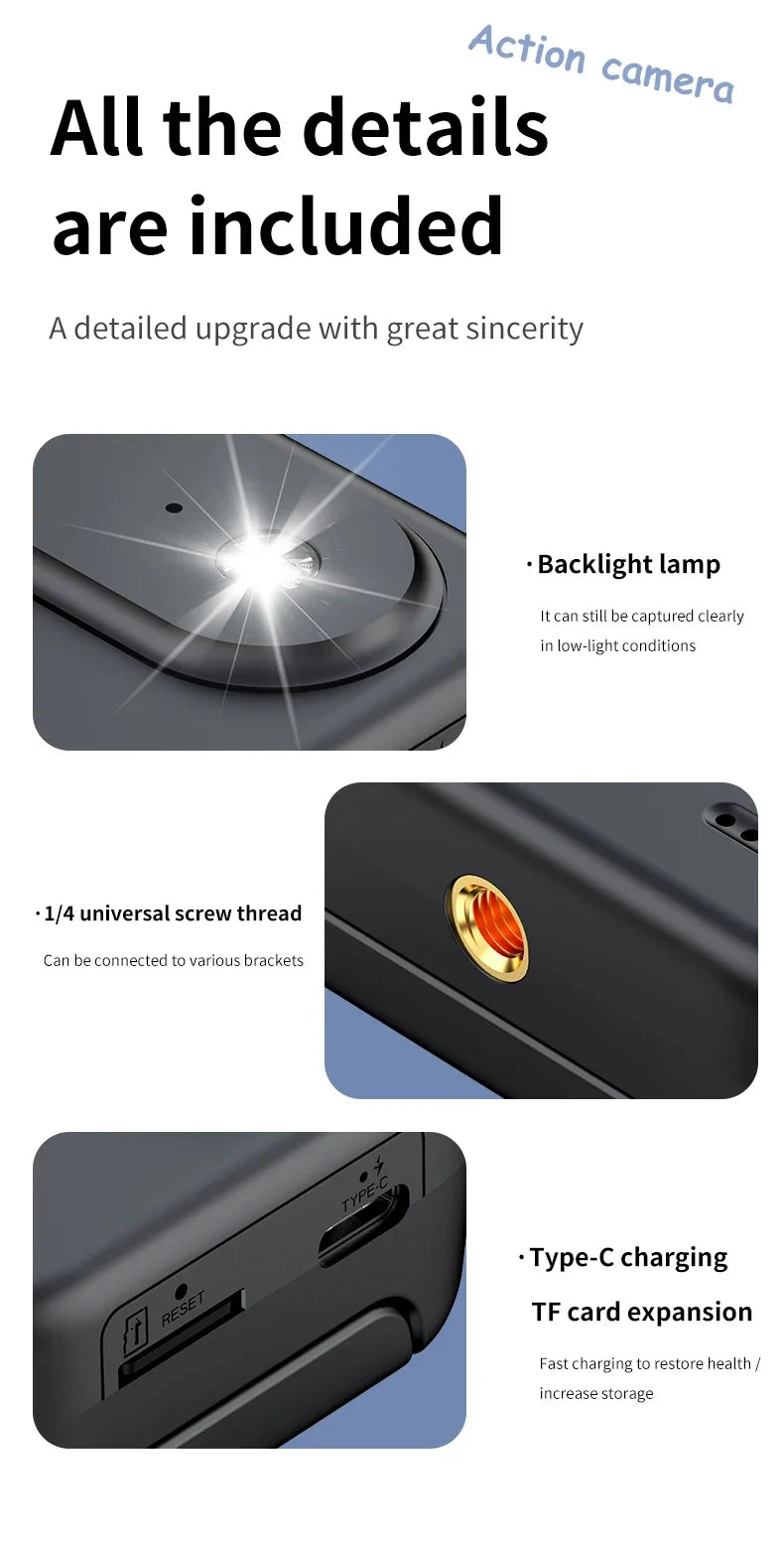 Y360 Action Camera With Flip Screen 4K Ultra HD Recording VLOG-Ready Image Stabilization Wide-Angle Lens Cycling Camera