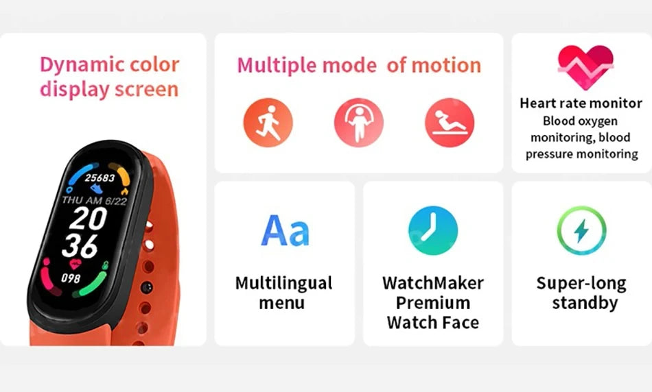 Lenovo Waterproof Smart Watch MenWomen Fitness Smart Bracelet Sports Band Heart Rate Blood Pressure Monitor Multi-function Watch