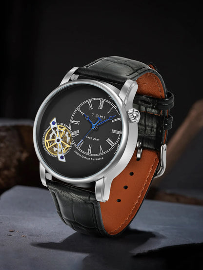 TOMI Set Gift Box Luxury and Fashionable Men's Quartz Watch Leisure Calendar Double Strap Quartz Watch Festival Gift