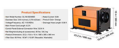 SucceBuy  Commercial Dehumidifier with Drain Hose for Crawl Spaces Basements Warehouse & Job Sites Large Capacity Dehumidifier