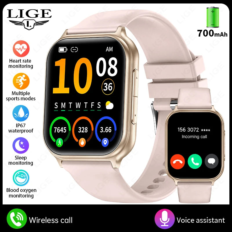 1.83" Smart Watch Sleep Heart Rate Monitor BT Call Messages Notifications Sports Fitness Tracker Watch for Women Men Android iOS