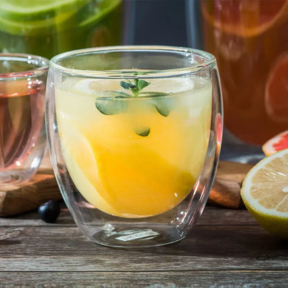 Double Wall Glass Cup Heat Insulation Transparent Handmade Tea Drink Cups MINI Whisky glasses Espresso Coffee Mug set 250-450ml