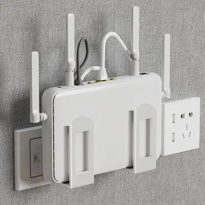 Uchwyt ścienny na router i dekoder z regulowanym wspornikiem, wielofunkcyjna półka do zarządzania kablami do przechowywania urządzeń WiFi