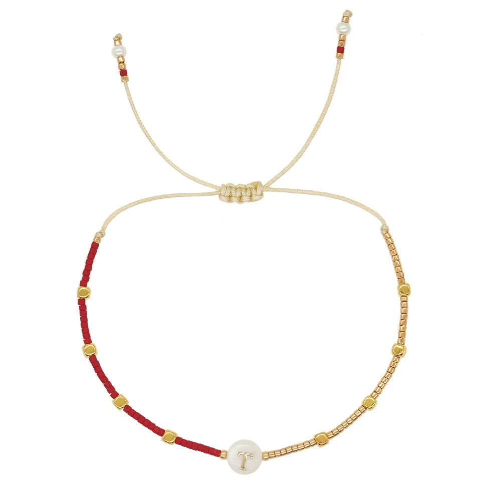Go2boho New In Dainty Tiny Friendship Bracelets For Women Shell Letter Jewerly A-Z Charm Summer Fashion Design The Best Gift To