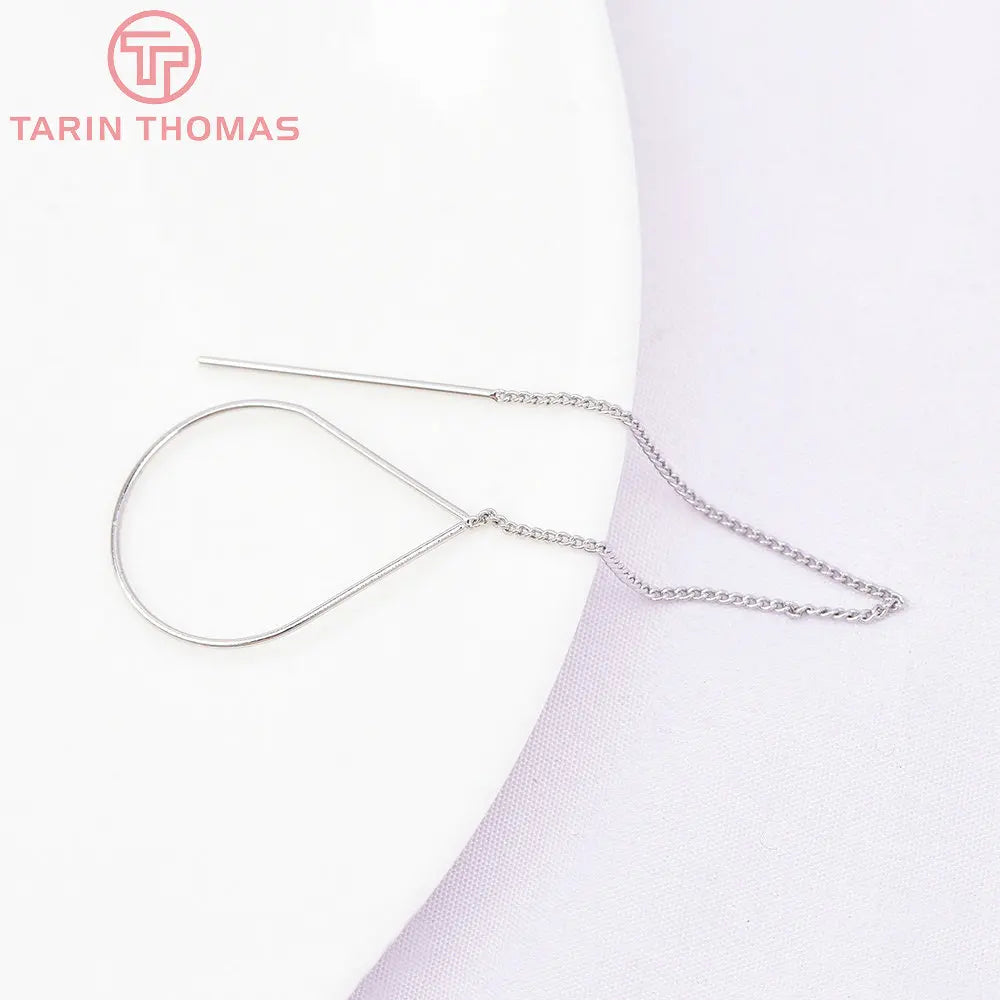 (6669)6PCS 11CM 24K Gold Color Plated Extended Chain Stud Earring Line High Quality Jewerly Making  Jewelry Findings Accessories