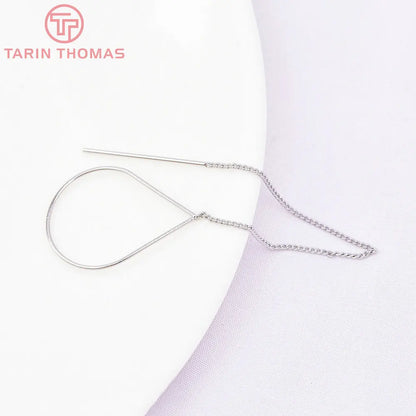 (6669)6PCS 11CM 24K Gold Color Plated Extended Chain Stud Earring Line High Quality Jewerly Making  Jewelry Findings Accessories