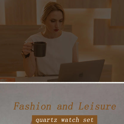 Women Fashion Leather Belt Watches & Simple Heart Wallet Glasses Sunglasses Set Ladies Quartz Wristwatches Dress Montre Femme