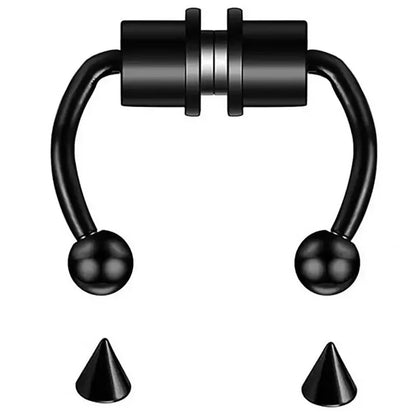 2025 Trendy Piercing Free Magnetic Nose Ring Stainless Steel Horseshoe Non Pierced Goth Punk Fake Hoop Clip on Jewelry Gift