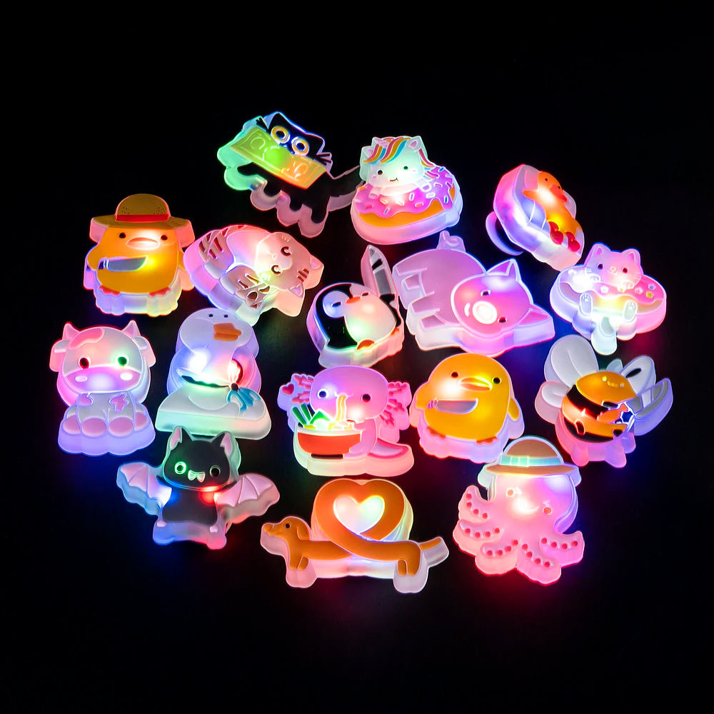 1/16pcs LED Shoe Charms Salamander Unicorn Dogs Lighted Shoe Decorations Yellow Duck LED Pins Accessories for Women Men Kids