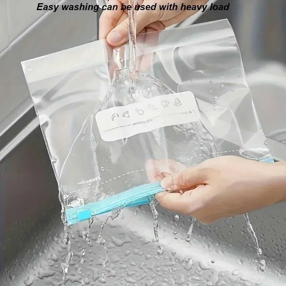 3 Sizes Food Grade Reusable Fresh Keeping Bags Zip Lock Seal Stand Up Storage Bags for Fridge Food Organization For Home Fridge