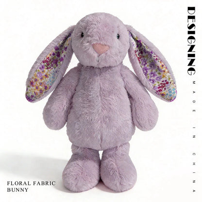 23cm Adorable Floral Bunny Plush Toy Huggable Soft Stuffed Rabbit Doll with Floral Ears Birthday Gift for Girl Plush Collectors