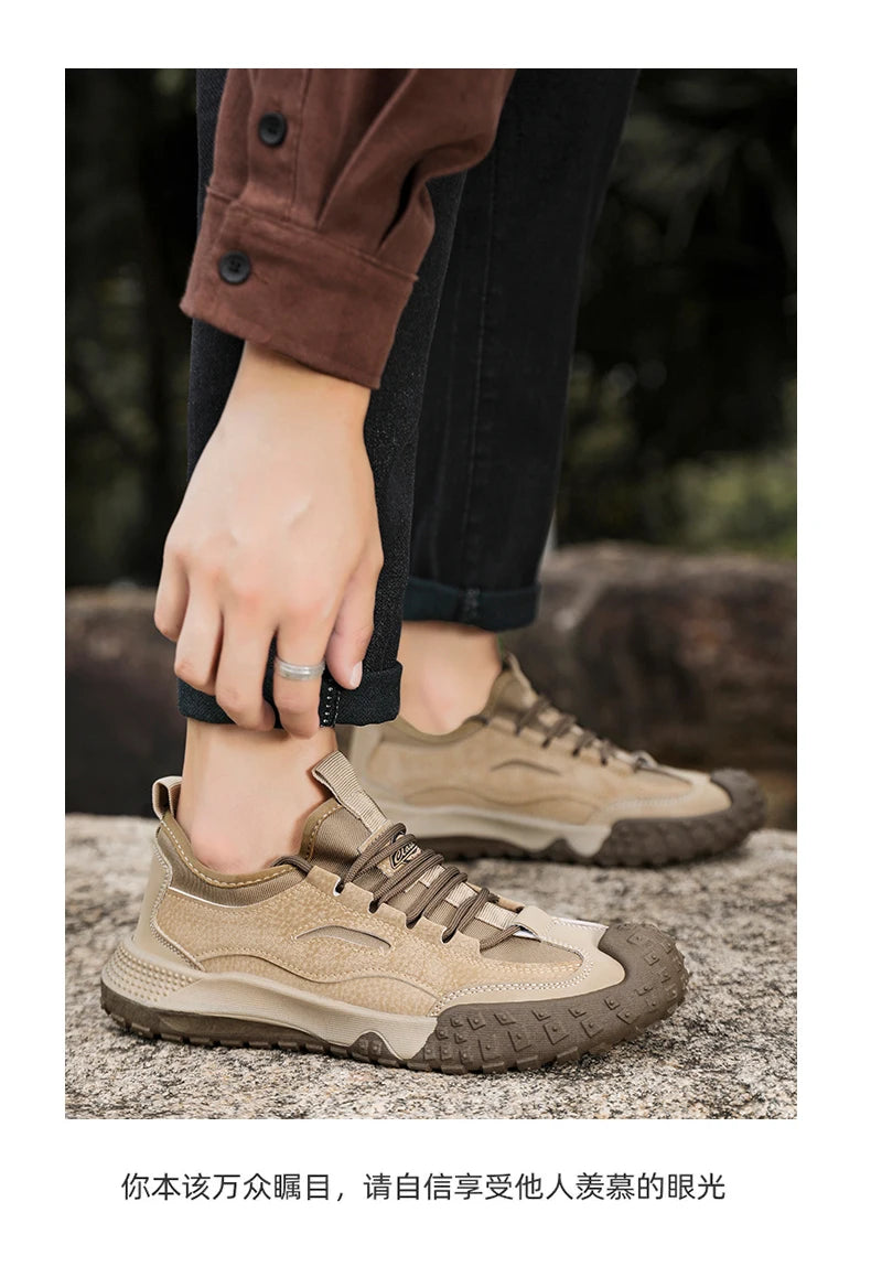 Men's Beige Breathable Sports Board Shoes Autumn 2026 Fashionable Versatile Thick Sole Canvas Lace-Up Casual Running Shoes