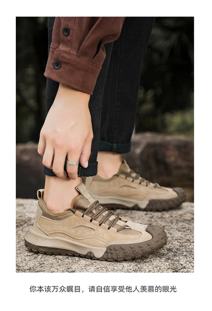 Men's Beige Breathable Sports Board Shoes Autumn 2026 Fashionable Versatile Thick Sole Canvas Lace-Up Casual Running Shoes