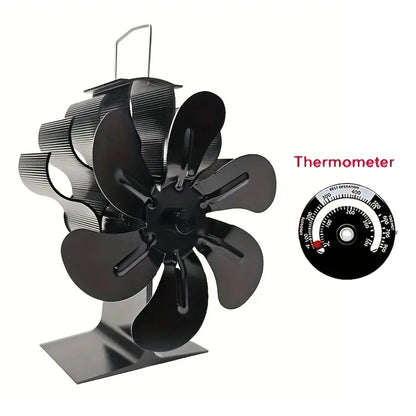 6leaf fireplace fan,winter warm home efficient heat distribution Winter fireplace fan Hot blast stove fan ecological quiet black