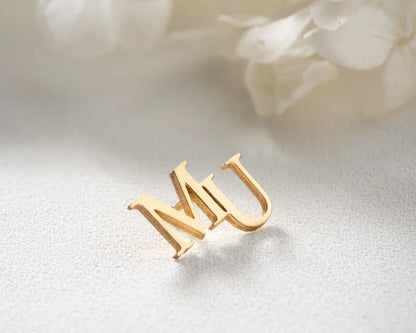 Personalized Initials Jacket Lapel Pin Unique Letter  Men's Stainless Steel Custom Logo Label Brooch   Wedding Best Man Jewelry