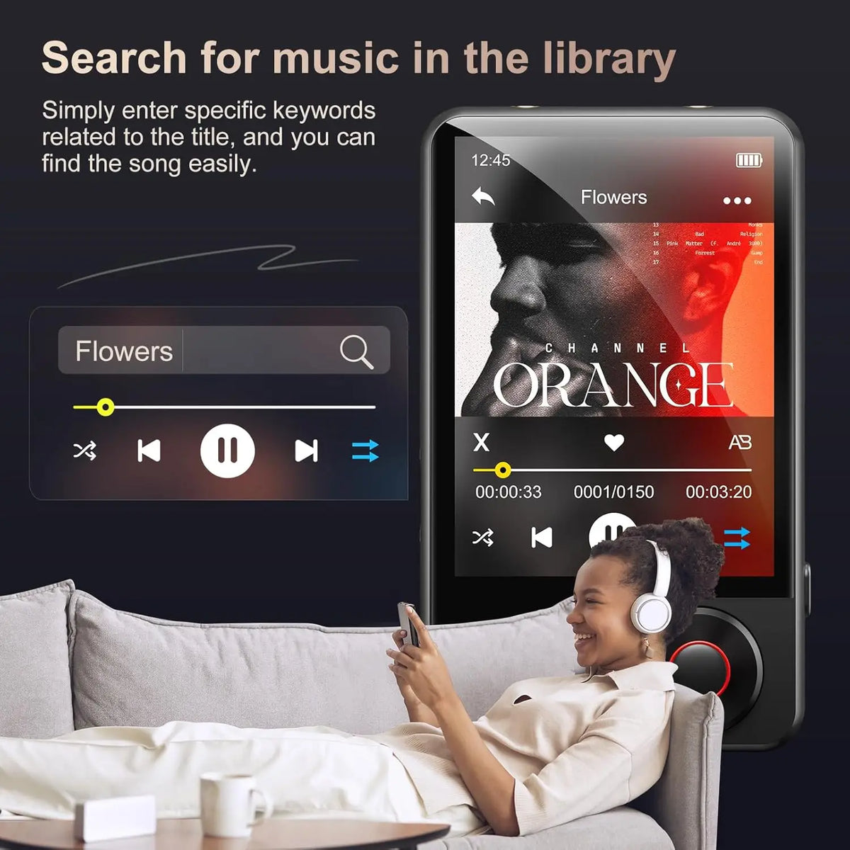 64GB/128GB MP3 Player with Bluetooth MECHEN Portable MP3 Touch Screen Music Player with HiFi Speaker, 2.4" Screen，up to 512GB
