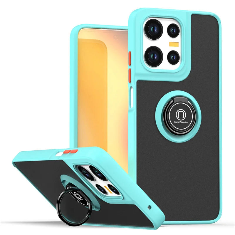 Shockproof Matte Armor Case For Motorola Moto G35 G55 G75 G85 G56 G86 5G G05 G15 Magnetic Holder Ring Stand Hard PC Back Cover