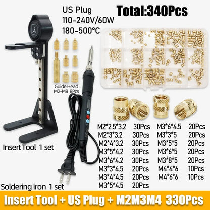 Heat Set Inserts Tool M2 M3 M4 M5 Brass Threaded Insert Nut Digital Soldering Iron for 3D Printing Plastic PCB Welding Press Nut