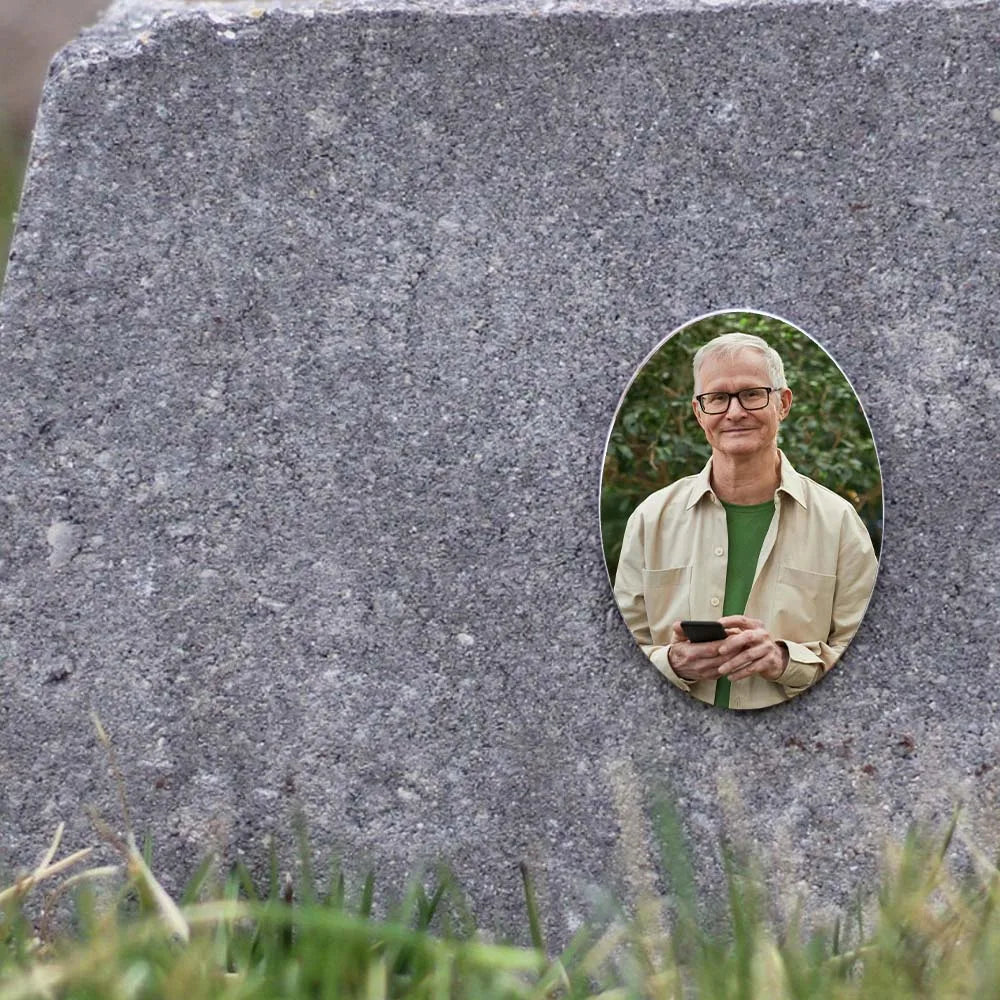 2D Flat Not 3D 1pc Custom Photo Memorial Headstone Tile Cemetery Decorations for Grave Durable Acrylic Wall Art Oval Luminous