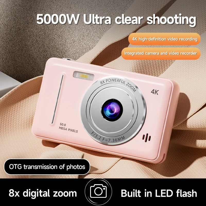 Xiaomi Retro 4K CCD Camera 50MP Auto Focus Dual Flash 8x Zoom Portable Student Vlog Camera for Beginners Travel Gift Photography