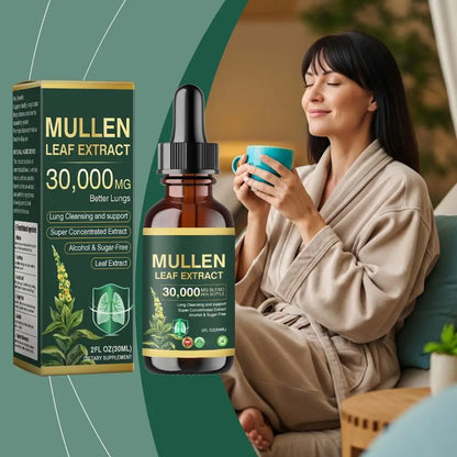 30000mg Mullein Leaf Herbal Drops, Lung Detox Cleansing Formula, Fast Absorption Natural Respiratory Health Maintenance