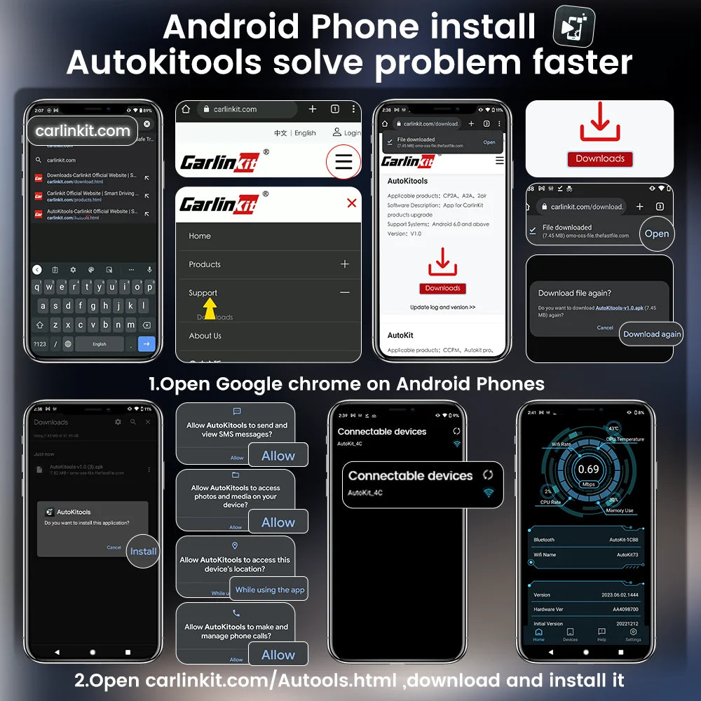 CarlinKit 5.0 & 4.0 Wireless Android Auto Wireless CarPlay Adapter Online Upgrade Plug And Play 2.4G&5Ghz Connect CarPlay Ai Box