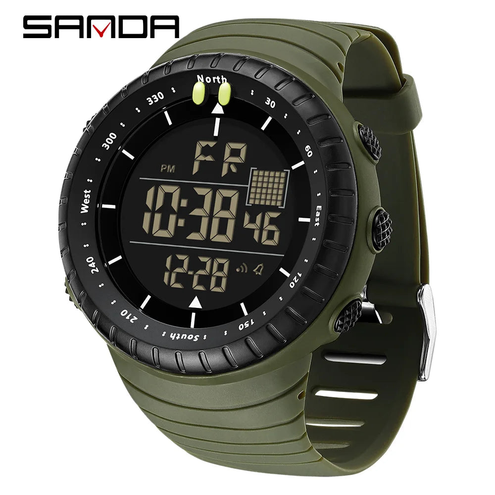 SANDA New 6256 Men's Electronic Watch Large Dial Outdoor Waterproof Sports Watch Night Light Alarm Clock Multi functional Watch