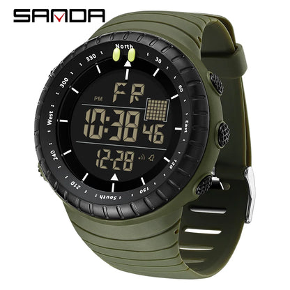 SANDA New 6256 Men's Electronic Watch Large Dial Outdoor Waterproof Sports Watch Night Light Alarm Clock Multi functional Watch