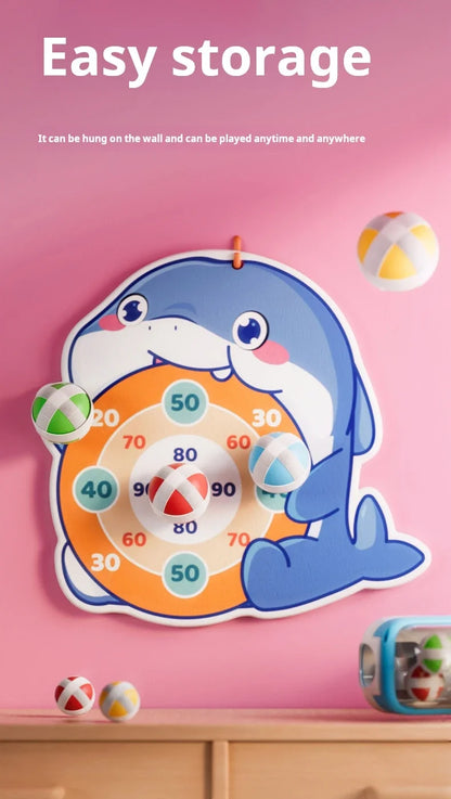Whale Sticky Ball Throw Toy Set Kids Shooting Ball Gun Dart Board Target Soft Bullet Outdoor Indoor Game Gifts For Girsl Boys