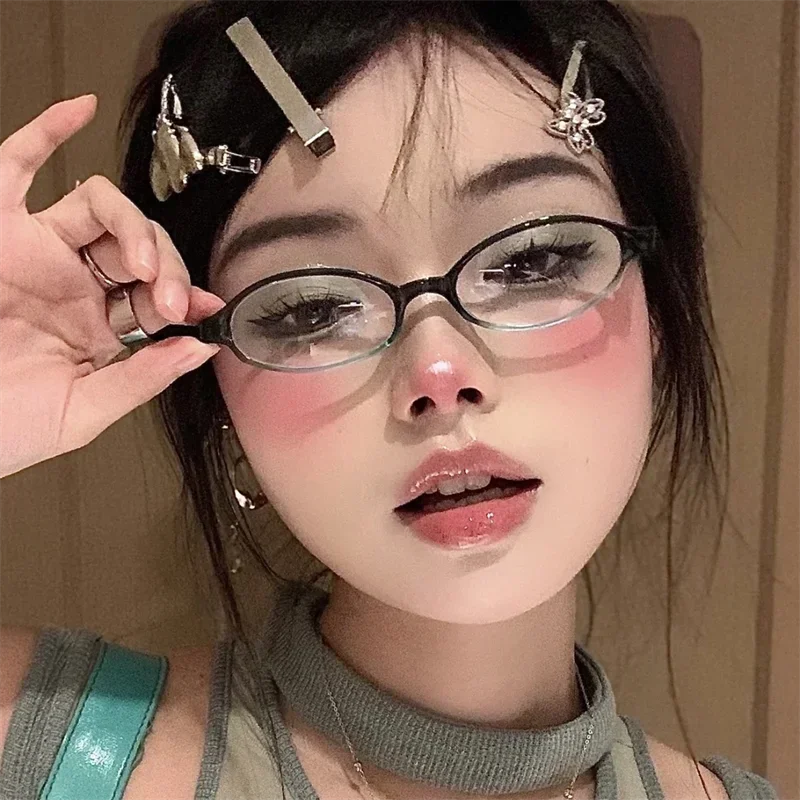 Women Y2K Retro Oval Glasses Small Frame Eyewear Blue Light Blocking Eyeglasses Female Computer Reading Optical Spectacle Óculos