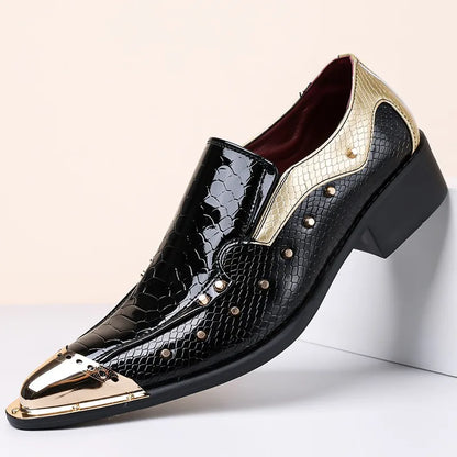 Handmade Red Men's Crocodile Leather Shoes Metal Pointy Toe Business Dress Suit Men Shoe Oxfords Flats Zapatos De Hombre