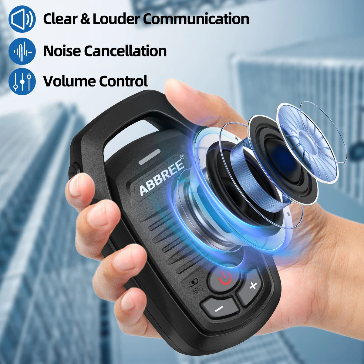 ABBREE Wireless Bluetooth Speaker Microphone Handheld Mic For Baofeng UV-28 UV-21 PRO UV-32 Quansheng UV-K6 TK11 Walkie Talkie