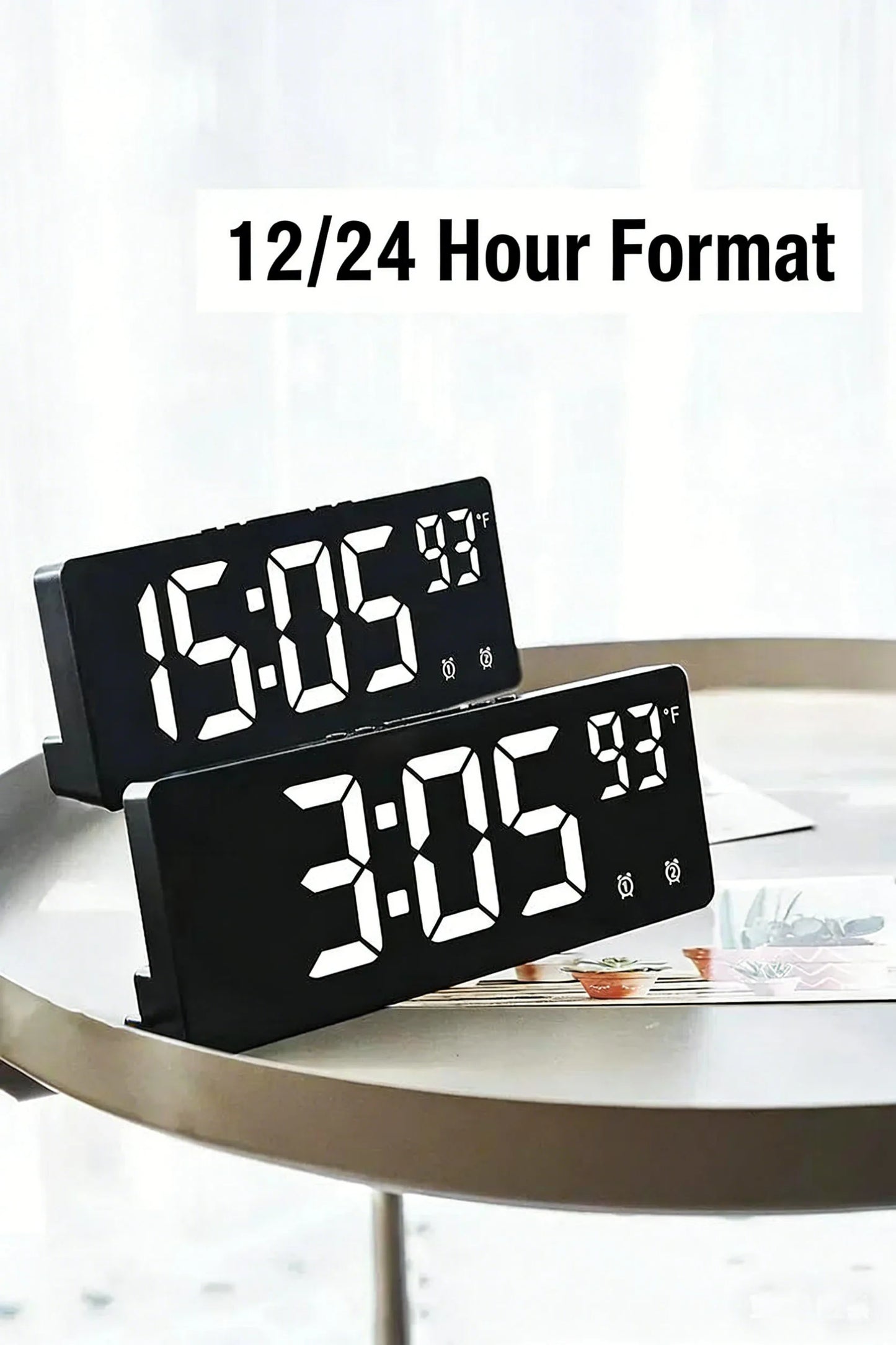 Voice Control Digital Alarm Clock Temperature Dual Alarm Snooze Desktop Table Clock Night Mode 12/24H LED Clock Watch Desk