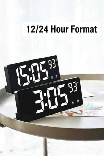 Voice Control Digital Alarm Clock Temperature Dual Alarm Snooze Desktop Table Clock Night Mode 12/24H LED Clock Watch Desk