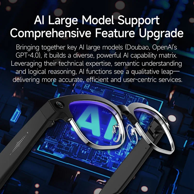 2026 New AI Smart Photo Glasses 800W Camera Anti-shake HD Video Recording Translation Voice Assistant Music BTCall Smart Glasses