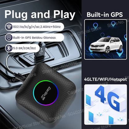 CarlinKit CarPlay Ai Box Android 13 SM6225 8 Cores 64GB 128GB Car Smart Streaming Box Wireless CarPlay Android Auto For Netflix