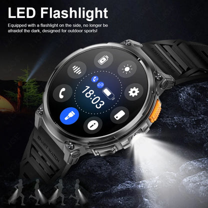 LIGE 1.85-inch AMOLED Smart Watch Men with LED Flashlight IP68 Waterproof Smartwatch 730mAh Bluetooth Call Smartwatches For Men