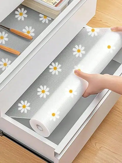 1 Roll  Shelf Liner For Kitchen Cabinets EVA Waterproof Fridge Pad Cupboard Mat Easy Placemats Non-Adhesive Drawer Liner