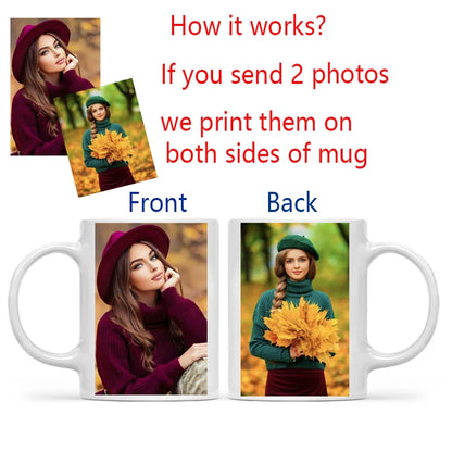 Customize Photo Black Coffee Mug - Personalized Dog Cat Familay Lover Photos Cup Tea Cup with Names Mothers' Day Surprised Gift