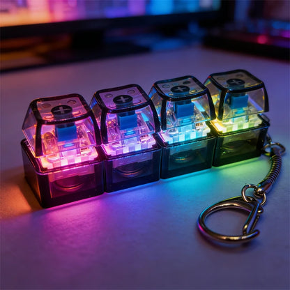 Original Multi-Style LED Light-Up Keycap Keychain Clicker Fidget Toy Stress Relief Portable Desk Accessory for Kids Adults