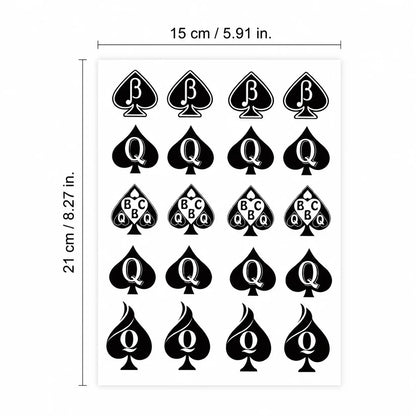 Black Spade Playing Card Disposable Tattoo Sticker Temporary Tattoo Waterproof Body Art