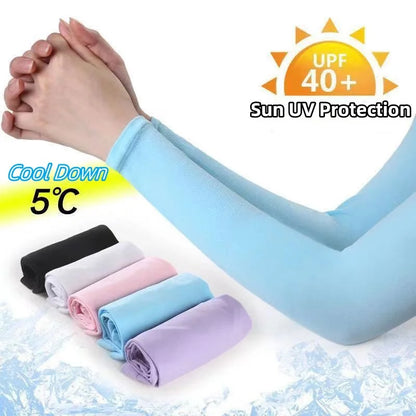 UV  Ice Silk Hand Protector Cover Long Gloves Sunscreen Half Finger Sleeves For Sunbathing Hiking Summer
