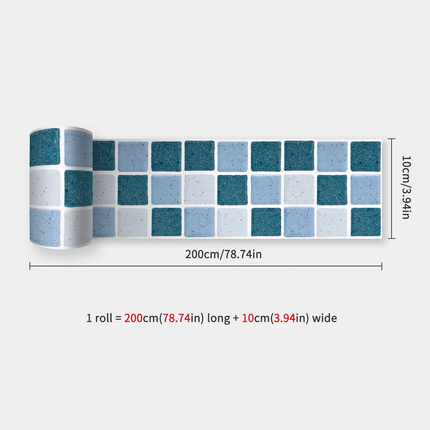 10x200cm Baseboard Sticker Moroccan Mosaic Tile Style Wall Border Sticker DIY Kitchen Bathroom Decoration Waistline Wall Sticker